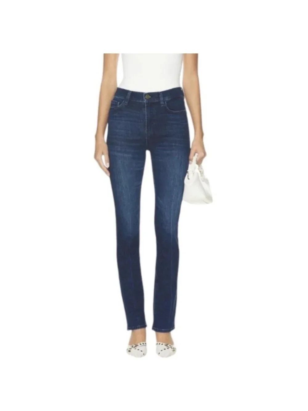 frame le high straight jeans Denim Majesty Solid Blue 26